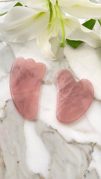 Mulberry Hand Selected Rose Quartz Gua Sha Paw / Heart, As Seen In Miami Magazine